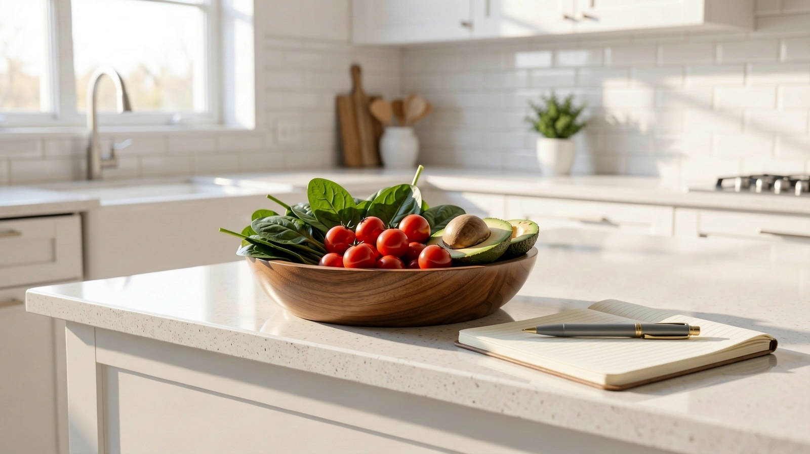 Frische Zutaten auf einer hellen Arbeitsfläche